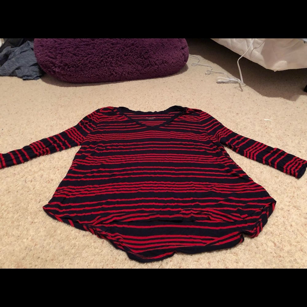 Long sleeve stripped shirt with a pocket